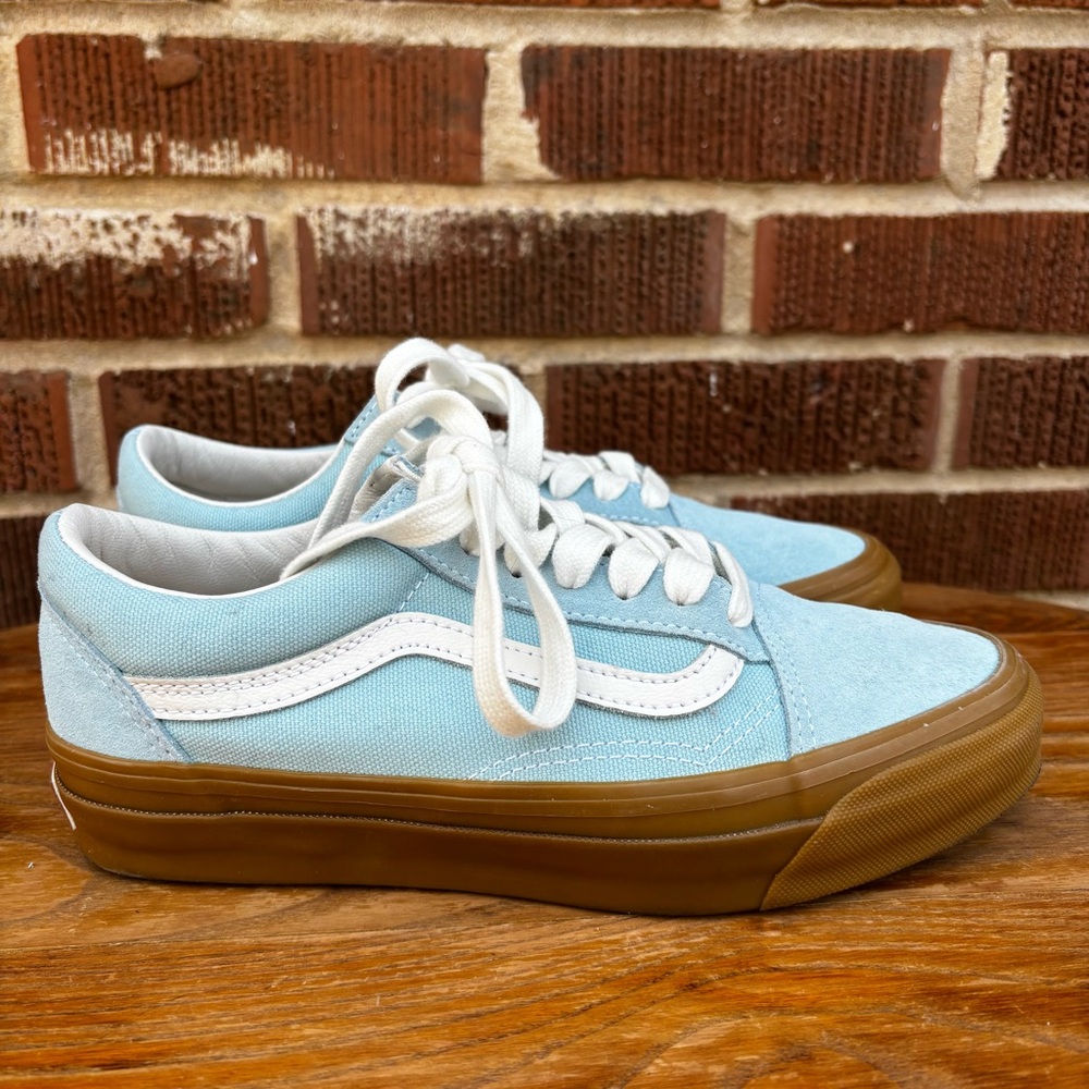 Vans Premium Old Skool Sneakers Skate Shoes Crystal Blue/Gum 507452 Men 6 WM 7.5
